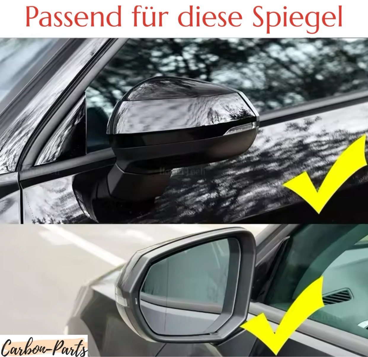 Spiegelkappen Schwarz Hochglanz passend für Audi Q2, SQ2, Q3, RSQ3