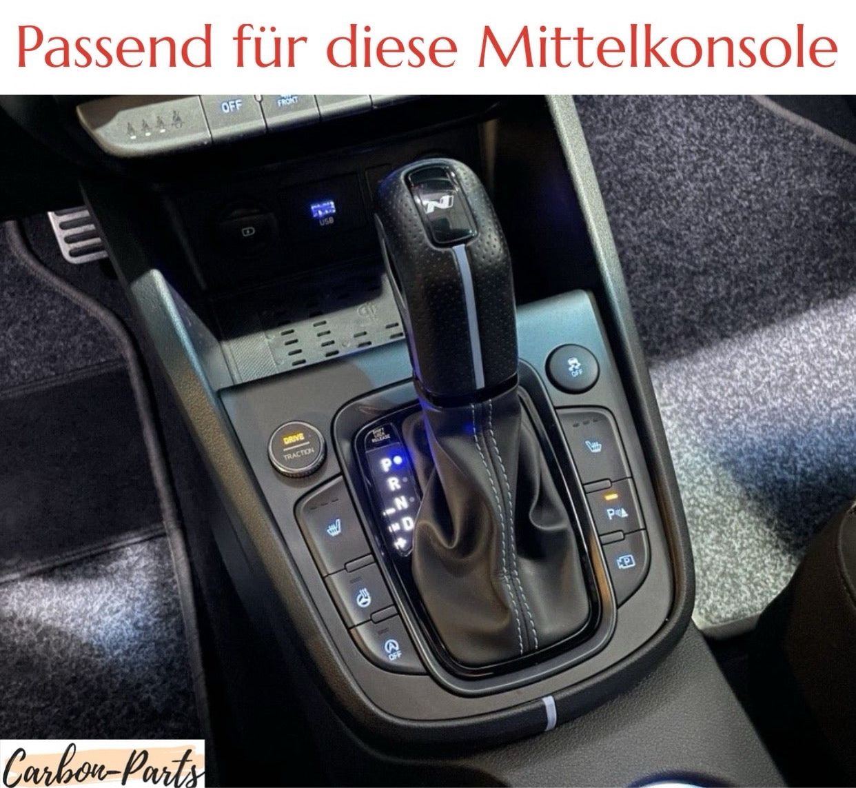 Echt-Carbon Cover für die Mittelkonsole passend für Hyundai Kona N-Performance & N-Line