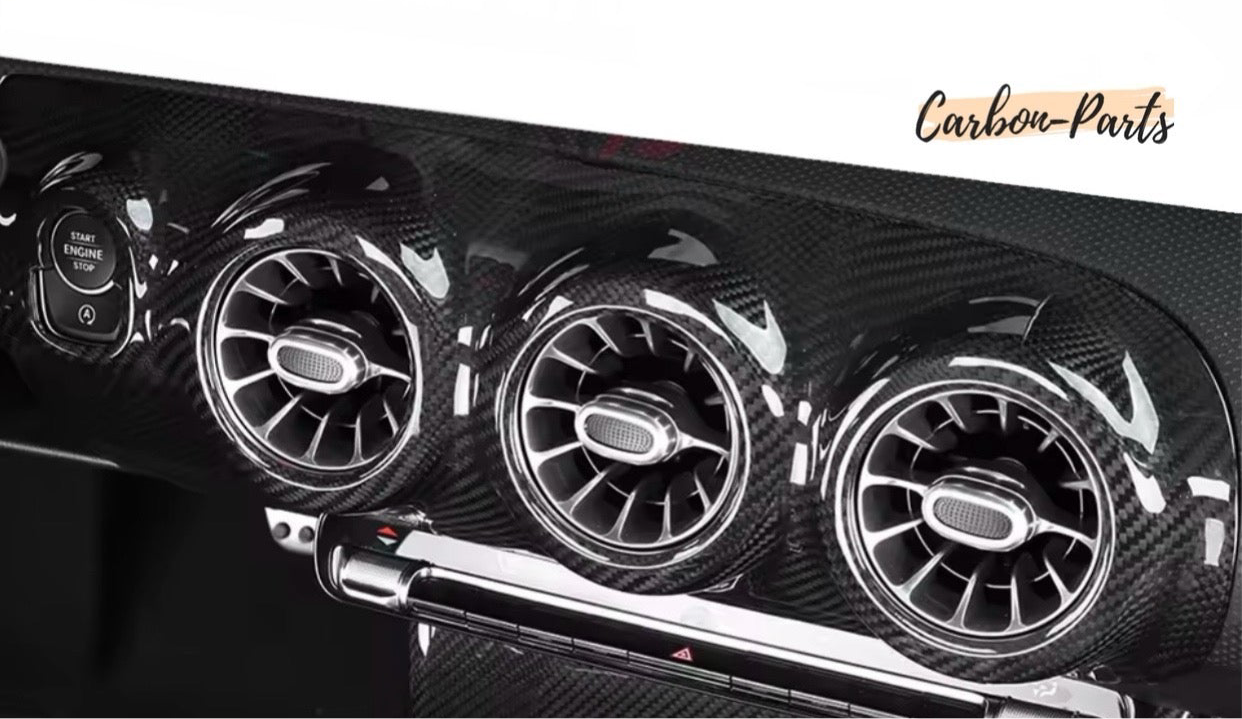 Echt-Carbon Rahmen Lüftungsdüsen (Mitte) passend für Mercedes Benz A-Klasse & CLA (inklusive AMG-Modelle)