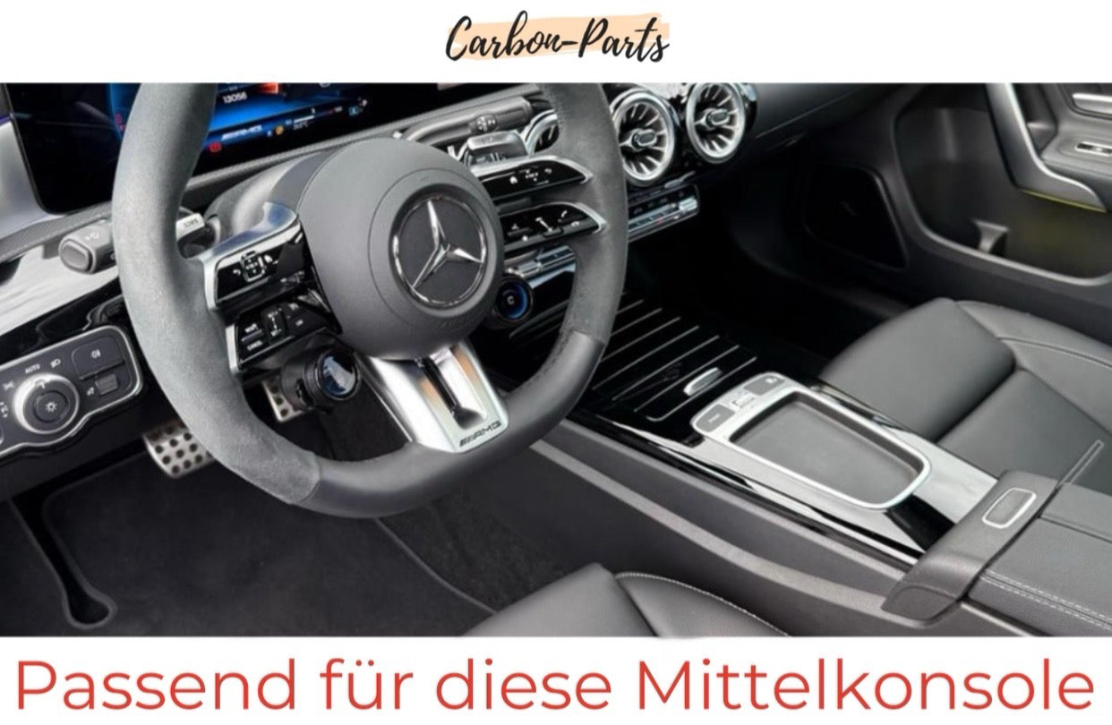 Echt-Carbon Cover Mittelkonsole passend für Mercedes Benz A-Klasse & CLA (inklusive AMG-Modelle) MOPF/Facelift ab Bj. 2023