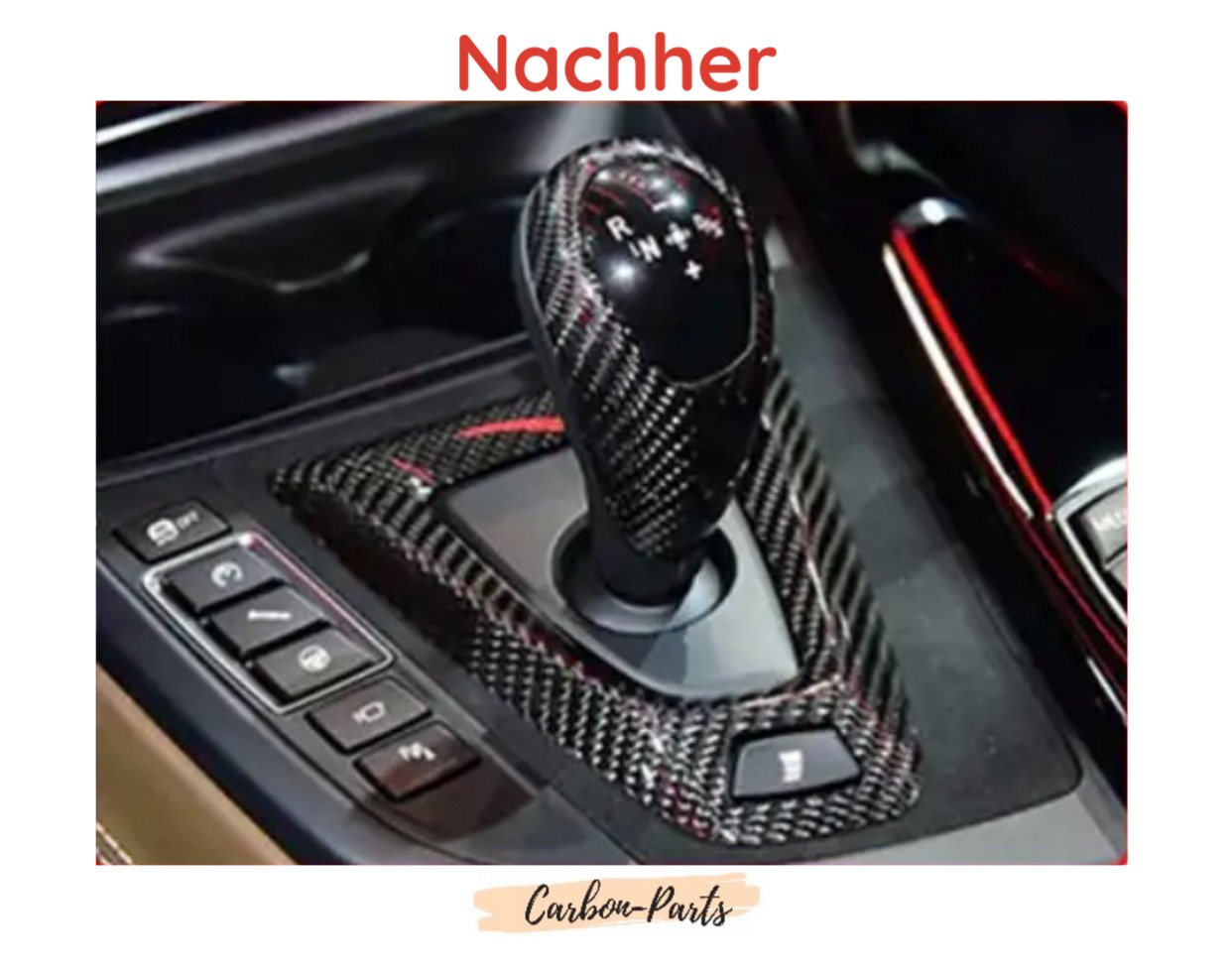 Echt-Carbon Cover für den Schaltrahmen & Schaltknauf passend für BMW M2, M3, M4 F-Serie