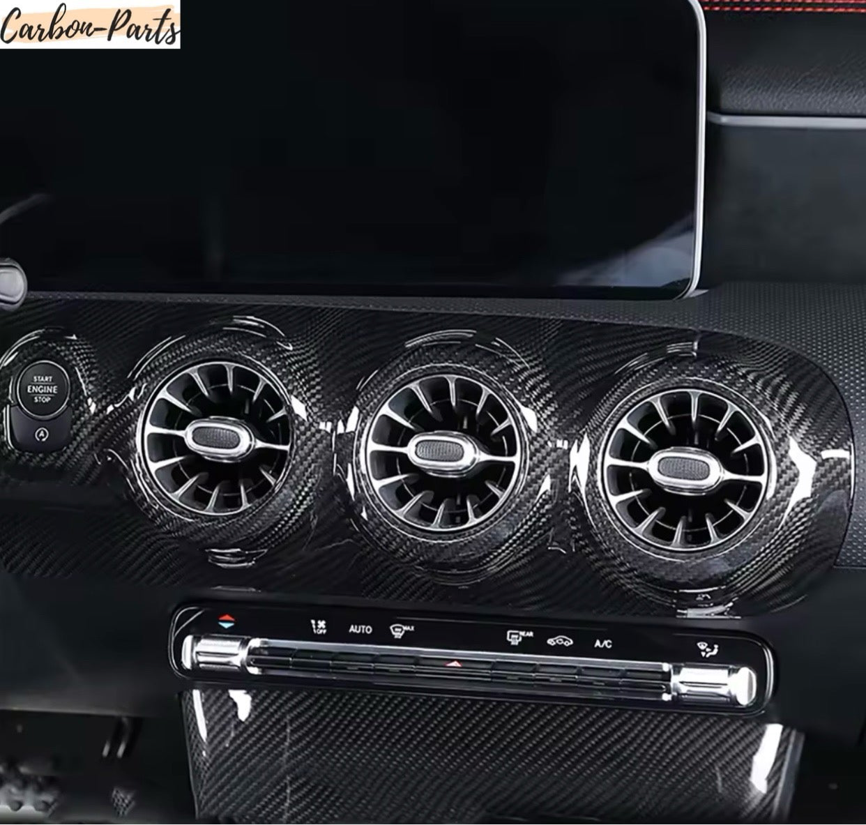 Echt-Carbon Rahmen Lüftungsdüsen (Mitte) passend für Mercedes Benz A-Klasse & CLA (inklusive AMG-Modelle)