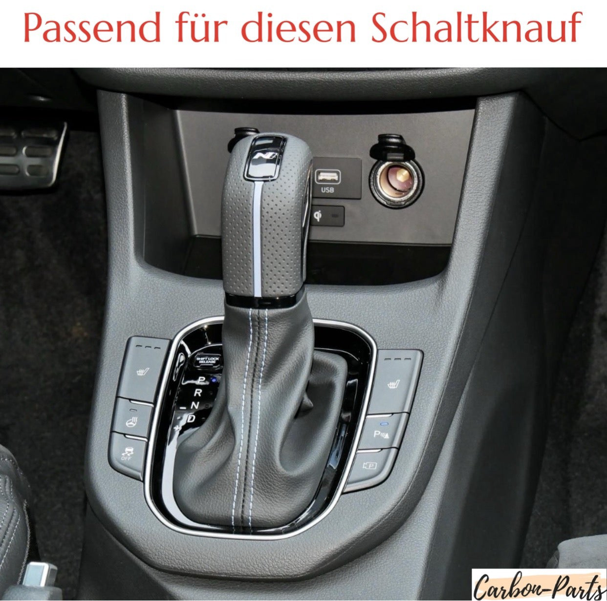 Echt-Carbon Cover für den Schalthebel passend für Hyundai I30 / Kona N-Performance