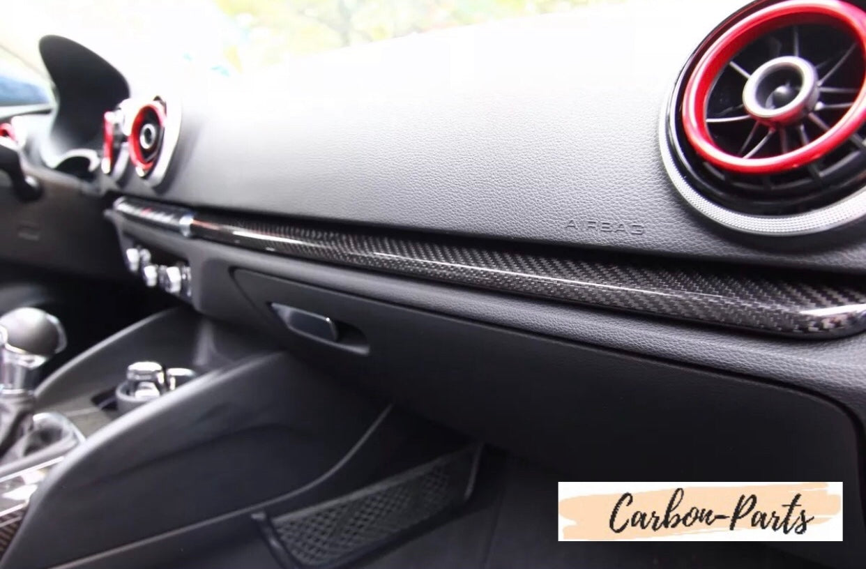 Echt-Carbon Dekorleisten für Armaturenbrett und Türen passend für Audi A3, S3, RS3 8V
