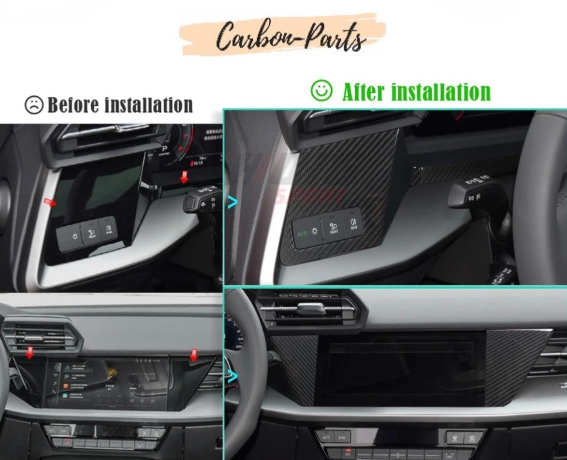 Echt-Carbon Cover für das Armaturenbrett  passend für Audi A3, S3, RS3 8Y