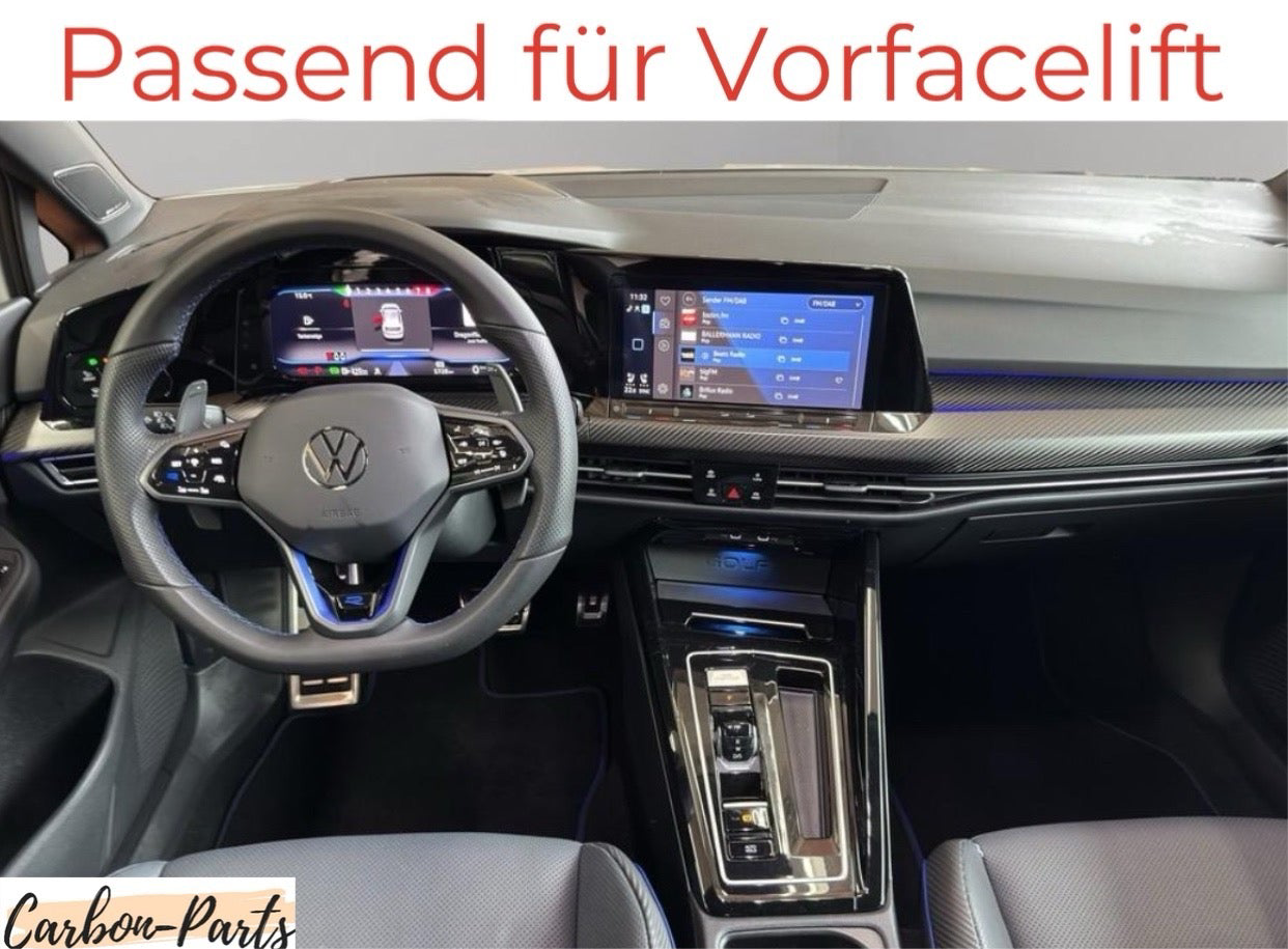 Echt-Carbon Cover für das Armaturenbrett  passend für VW Golf 8, GTI, GTD, GTE, R