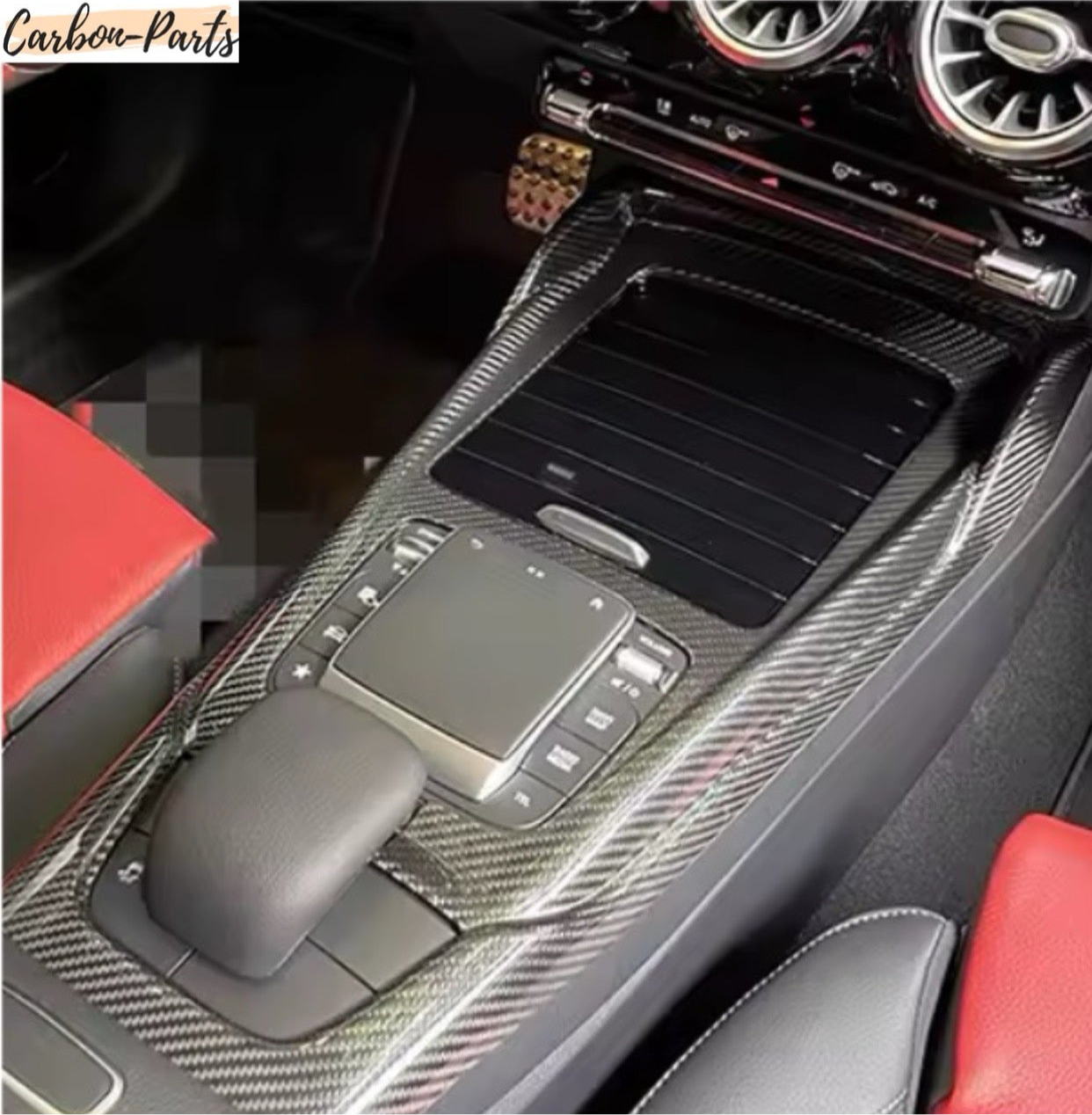 Echt-Carbon Cover Mittelkonsole passend für Mercedes Benz A35, A45, CLA35, CLA45 AMG (Vorfacelift bis Bj.2022)