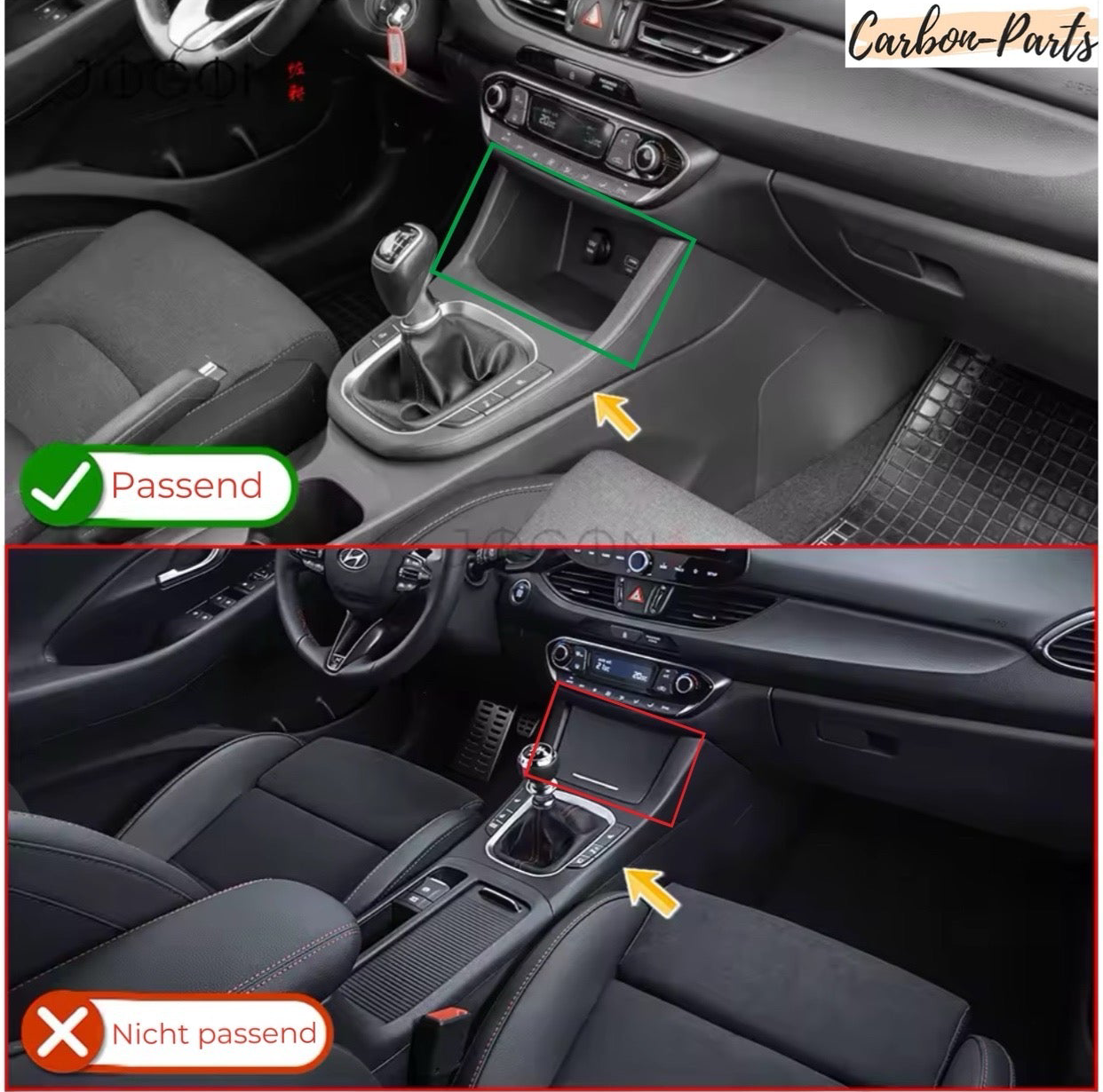 Echt-Carbon Cover für die Mittelkonsole passend für Hyundai I30, N-Performance & N-Line