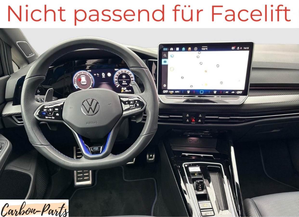 Echt-Carbon Cover für das Armaturenbrett  passend für VW Golf 8, GTI, GTD, GTE, R